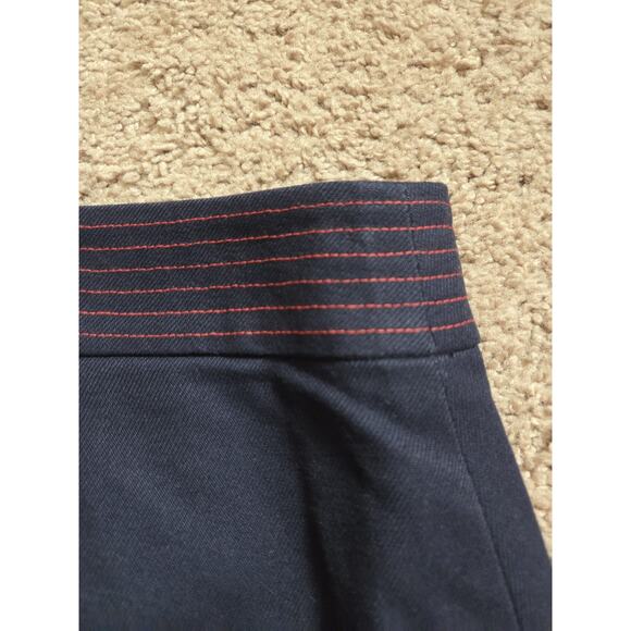 1901 Navy Blue Twill Cotton Stretch Woven Pockets Red Stitch Mini Skirt, Size 4 - Picture 7 of 9